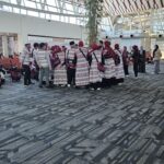 A travel group at Makassar Airport.