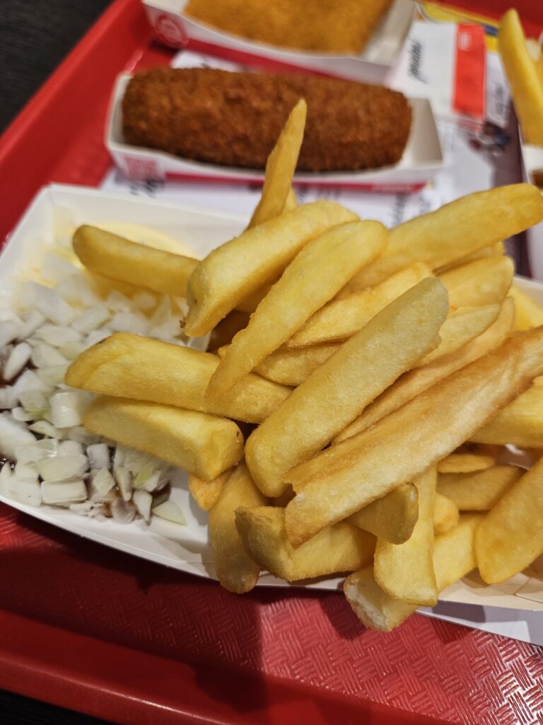 Local, fried food in Leeuwarden: patat and kroket.