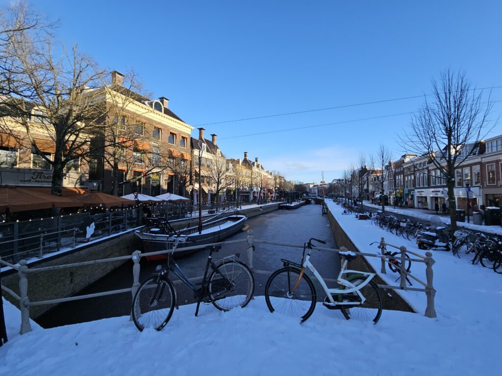 Het centrum van winters Leeuwarden.