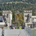 Decoraties van het Olympische stadion van Garmisch-Partenkirchen.
